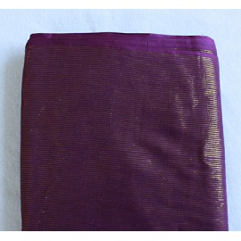 Turbante in cotone con strisce dorate, viola scuro, 1 metro